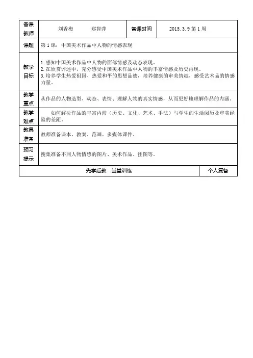五年级下美术第1课《中国美术作品中人物的情感表现》刘香梅 郑智萍