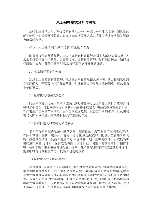 水土保持现状分析与对策