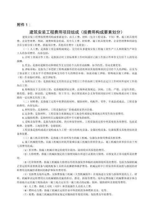 建筑安装工程费用项目组成按费用构成要素划分