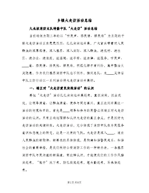 乡镇大走访活动总结(二篇)
