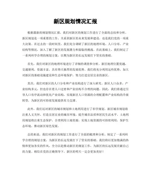 新区规划情况汇报