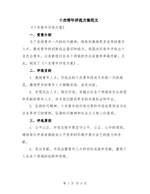 十杰青年评选方案范文