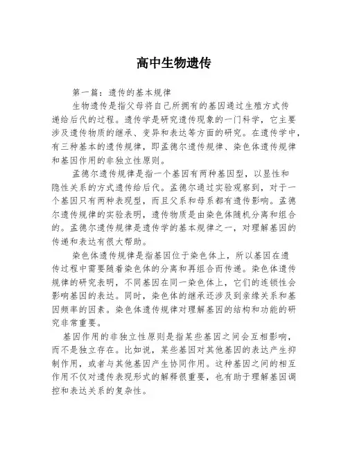 高中生物遗传3篇