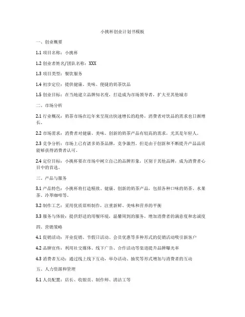 小挑杯创业计划书模板