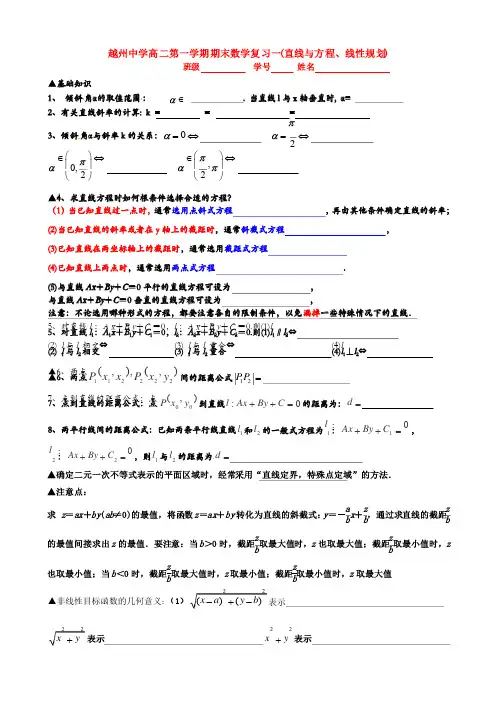 直线与方程例题与练习（含答案）