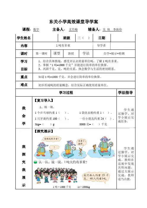1吨有多重