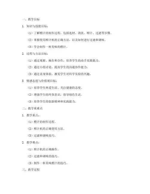 制作橙汁教案设计方案模板