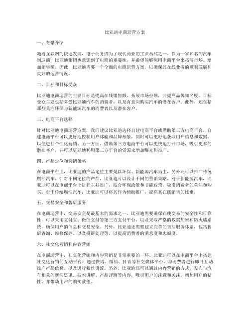 比亚迪电商运营方案