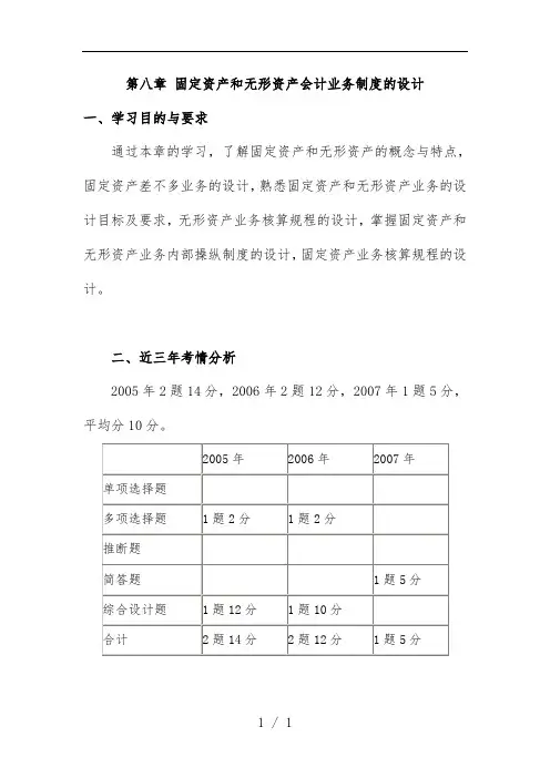 固定资产和无形资产业务会计制度的设计