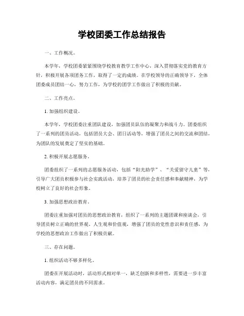 学校团委工作总结报告
