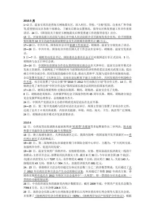 政治2010大事记