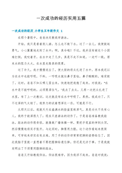 一次成功的经历实用五篇