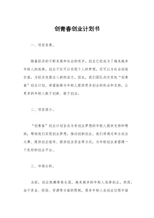 创青春创业计划书