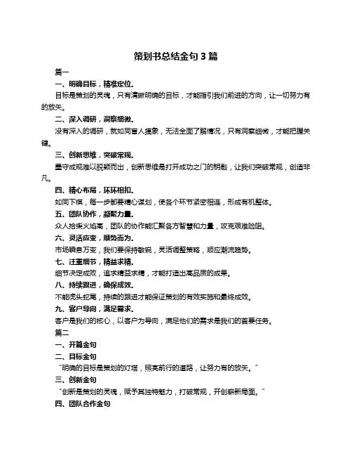 策划书总结金句3篇