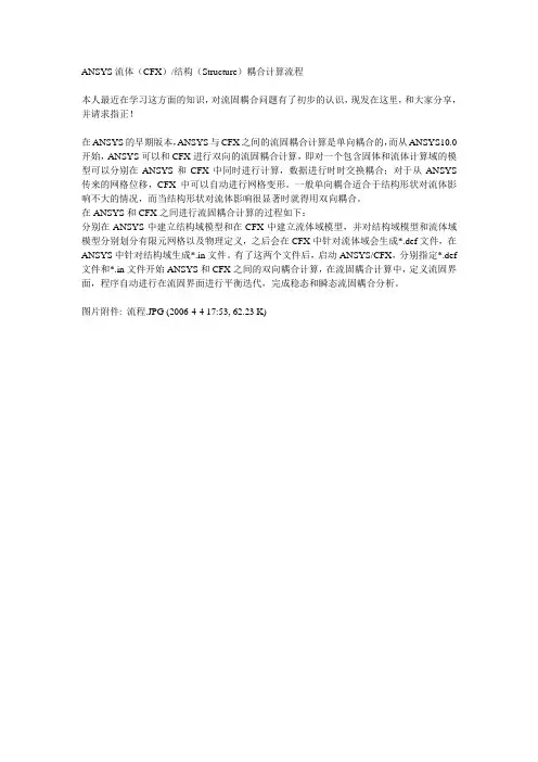 ANSYS流体(CFX)结构(Structure)耦合计算流程
