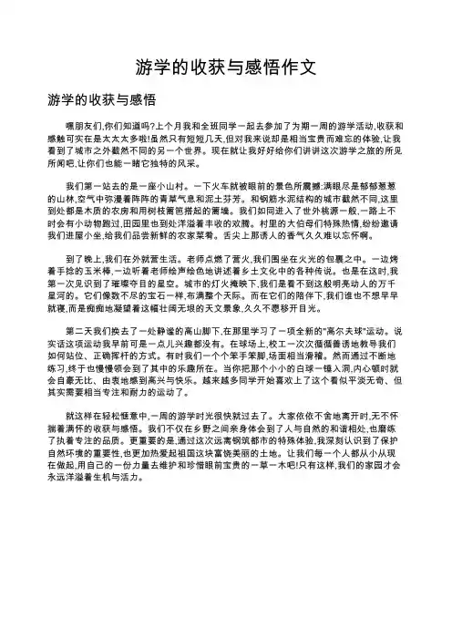 游学的收获与感悟作文