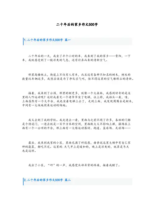 二十年后的家乡作文500字