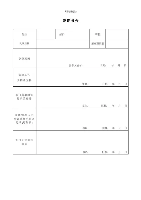 离职表格(全)