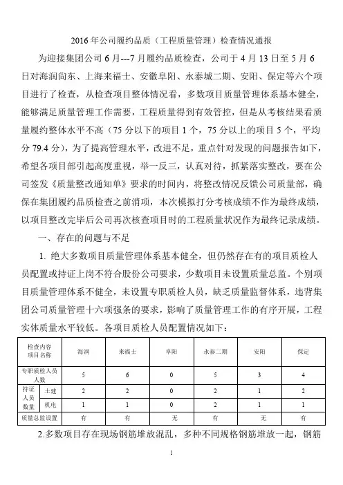 2016年一季度检查总结