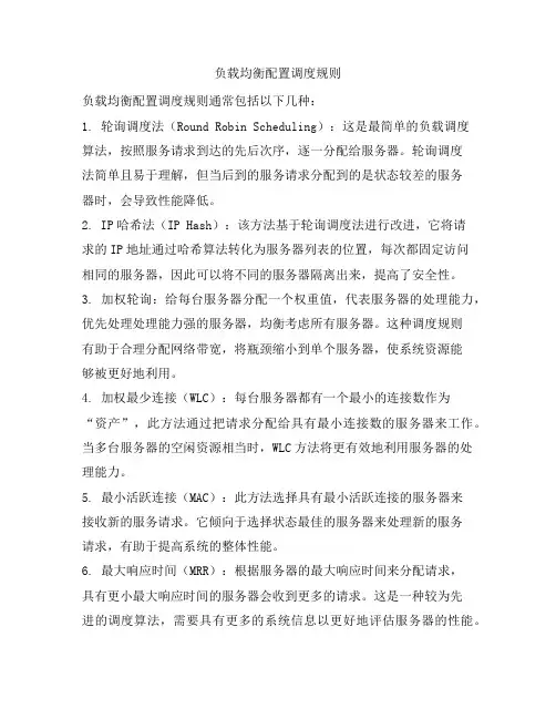 负载均衡配置调度规则