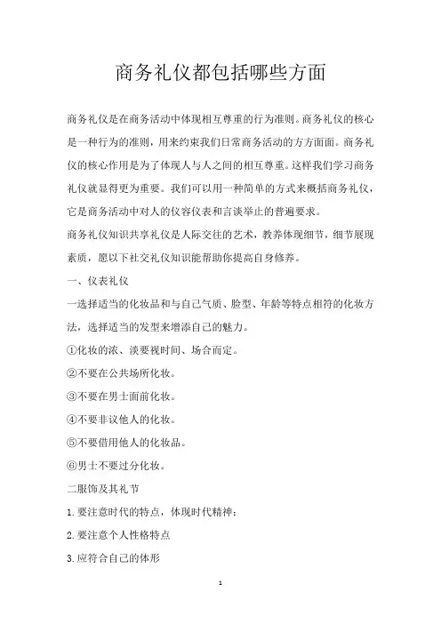 商务礼仪都包括哪些方面
