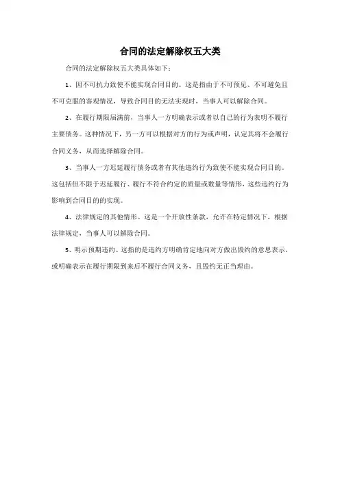 合同的法定解除权五大类