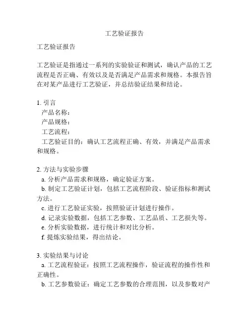 工艺验证报告