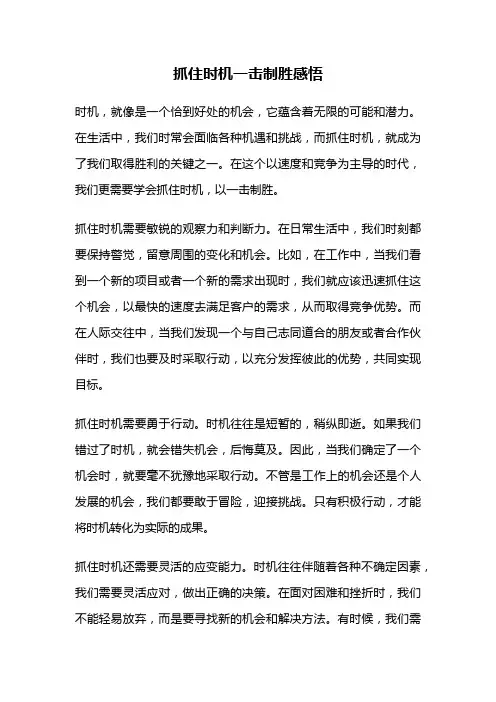 抓住时机一击制胜感悟
