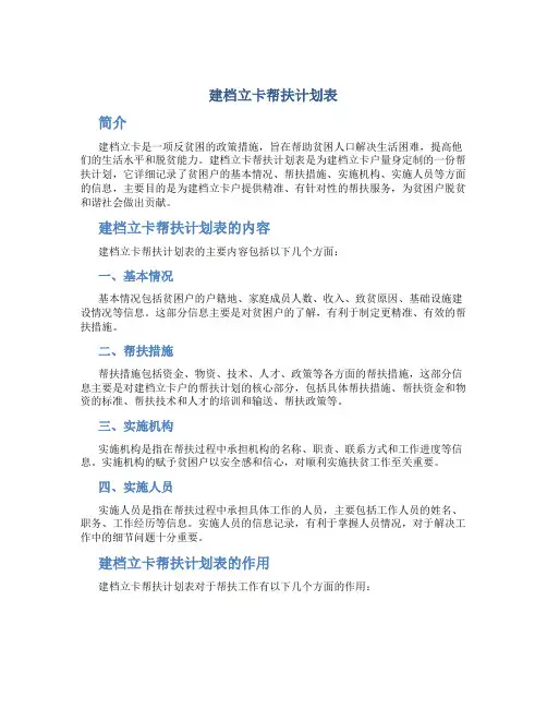 建档立卡帮扶计划表