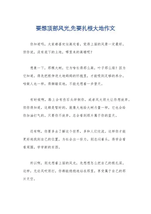 要想顶部风光,先要扎根大地作文