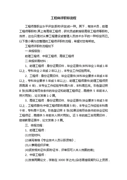 工程师评职称流程