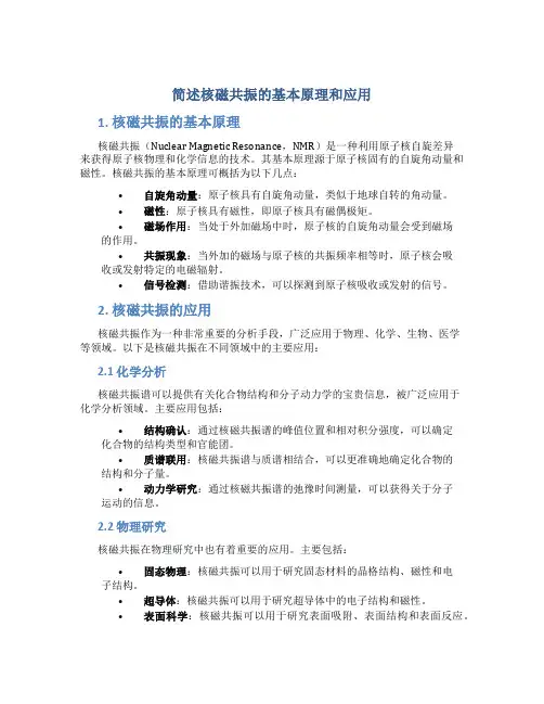 简述核磁共振的基本原理和应用