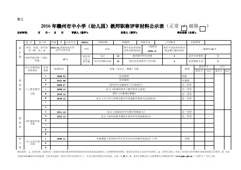 2016年职称评审材料公示表郭兰青