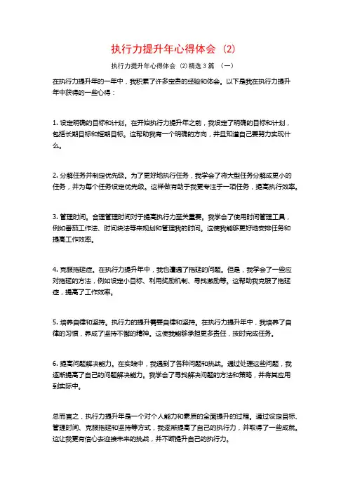 执行力提升年心得体会3篇
