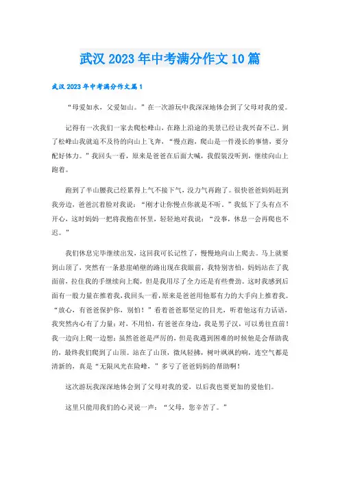 武汉2023年中考满分作文10篇
