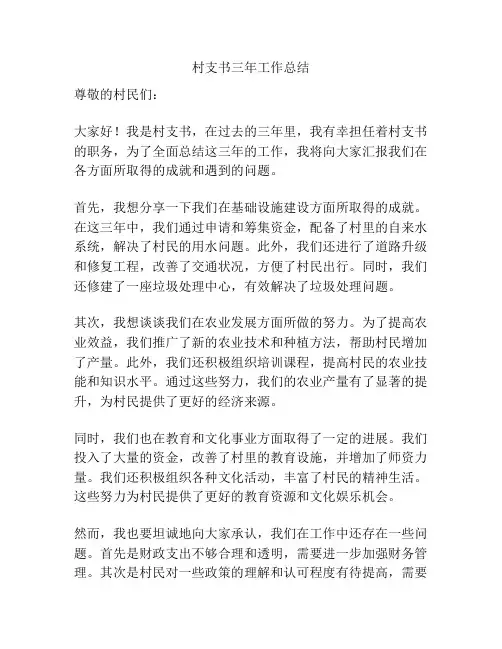 村支书三年工作总结