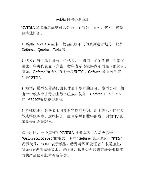 nvidia显卡命名规则