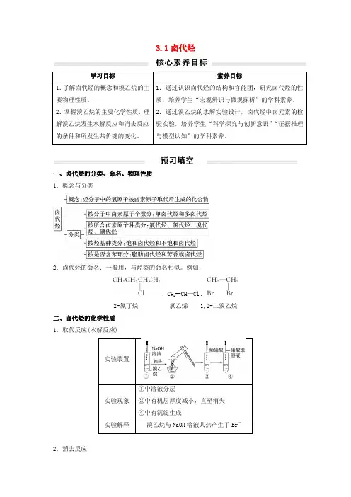 高中化学3.1卤代烃讲义无答案新人教版选择性必修3