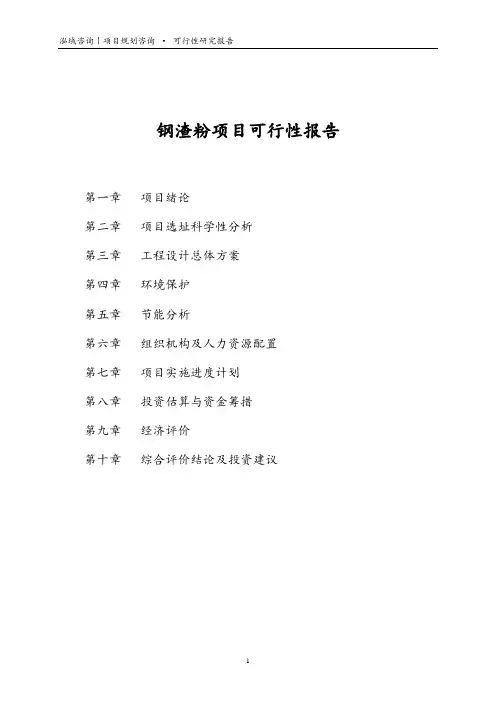 钢渣粉项目可行性报告
