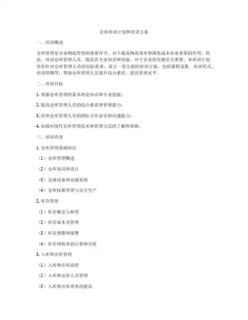 仓库培训计划和培训方案
