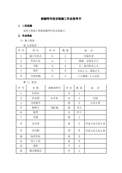 接触网吊弦安装施工作业指导书