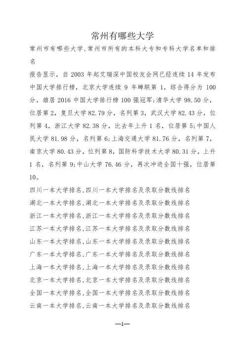 常州有哪些大学