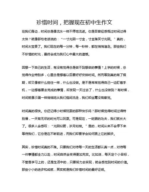 珍惜时间,把握现在初中生作文