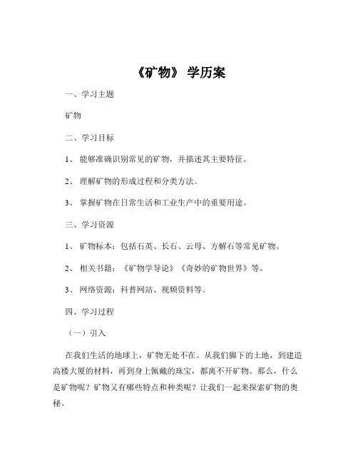 《矿物》 学历案
