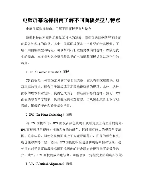 电脑屏幕选择指南了解不同面板类型与特点