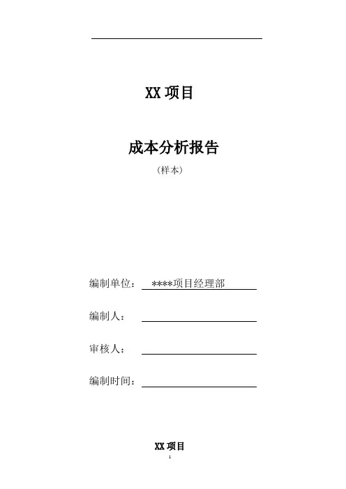 项目成本分析报告(样本)