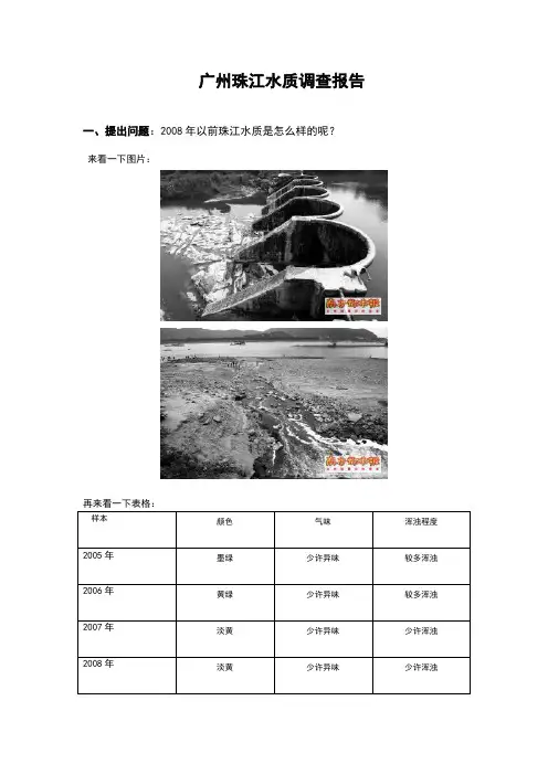 广州珠江水质调查报告