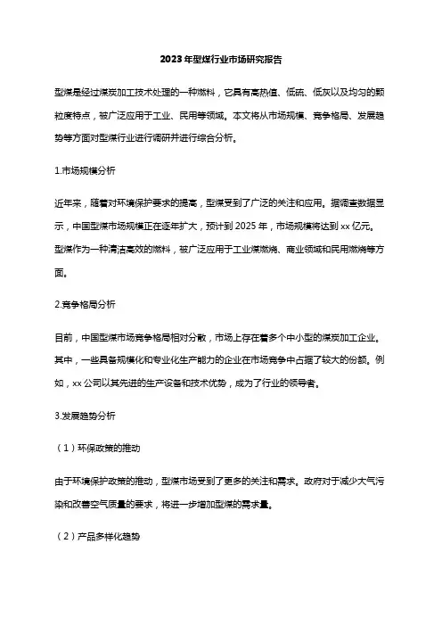 2023年型煤行业市场研究报告