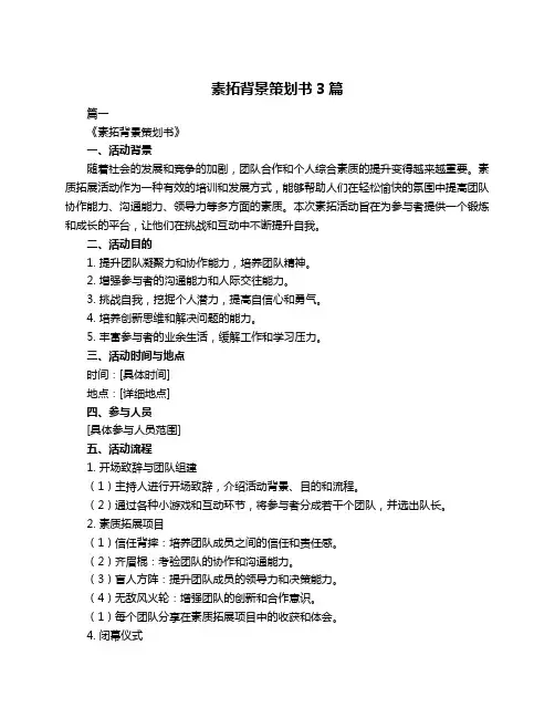 素拓背景策划书3篇
