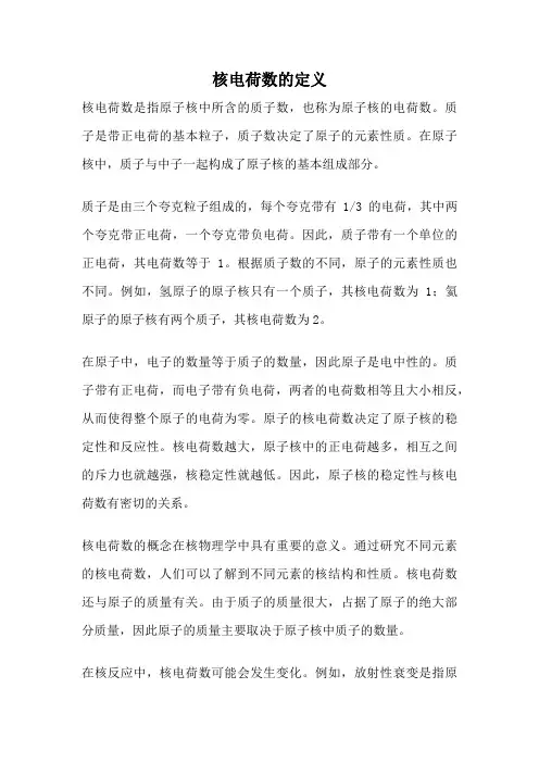 核电荷数的定义